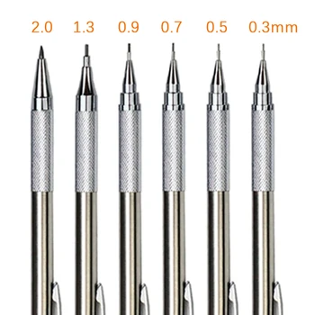 0.3-3.0 mm Tam Metal Mekanik Kurşun Kalem Okul Sanat Çizim Boyama Otomatik Kalem Uçları ile Paslanmaz Çelik Kalem Kırtasiye