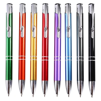 1.0 mm Kalem Metal Tükenmez Kalem Basın Tarzı Tıklayın Kalemler Basın Tarzı Kalemler Okul Ofis Yazma Kalem Kırtasiye Kaynağı