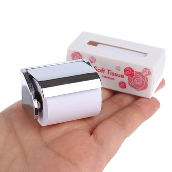 1: 12 Evcilik Minyatür Mini kutu mendil tuvalet kağıt rulosu Havlu Modeli Simülasyon Mobilya Doku Oyuncak Bebek Evi Oyuncaklar