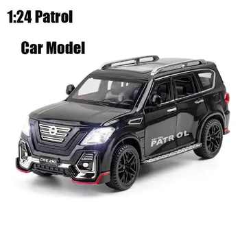 1/24 Alaşım DieCast NİSSAN Patrol Model Oyuncak Araba Simülasyon ses ışık Geri Çekin Koleksiyonu Oyuncak Araç Çocuk Hediyeler için
