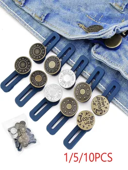 1/5/10 ADET Metal Düğmeler Genişletici Pantolon Kot Ücretsiz Dikiş Ayarlanabilir Geri Çekilebilir Tokaları Bel Kemeri Genişletici Dikiş Aracı