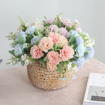 1 adet 7 Kafaları Taze yapay çiçek Karanfil ipek çiçek Sahte Bitki anneler Günü için Ev Düğün Parti Dekorasyon Aksesuarları