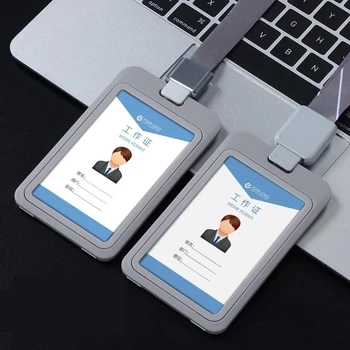 1 adet Geri Çekilebilir Çift taraflı Şeffaf Personel Çalışma kart tutucu Çalışanlar İşçiler Geçiş erişim kartı Kapağı KİMLİK Etiketi Otobüs Kartı Kol