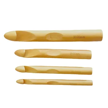 1 Adet Kömürleşmiş Bambu Tığ Hooks Örme İğneler 15MM/20MM / 25MM / 30MM Tek Uçlu El Dikiş İğneleri