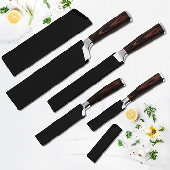 1 adet Siyah ABS Kadife bıçak Koruyucu Kapak Evrensel Bıçak Kapak Mutfak Bıçakları Çatal Araçları Pişirme Aksesuarları