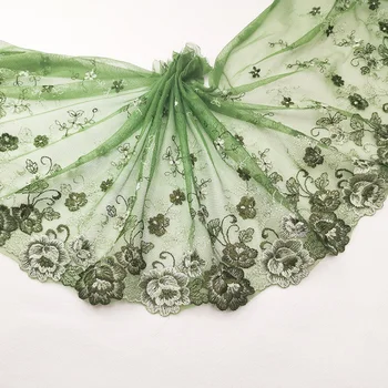 1 Metre / 21cm Elma Yeşil Polyester Yumuşak Örgü Nakış Dantel Süslemeler Elbise Aksesuarları Dantel Kumaş Dikiş El Sanatları Bebek Malzemesi