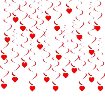 1 Takım Kırmızı Kalp Swirls Asılı Spiral Süs sevgililer Günü Düğün Yıldönümü Romantik Dekorasyon Malzemeleri