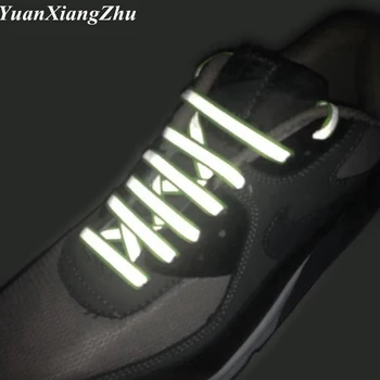 1 Çift İşıltılı Parlayan Ayakabı 3M Yansıtıcı Danteller Sneaker Shoestrings Koşu Ayakkabı Bağı Unisex moda ayakkabı bağcıkları