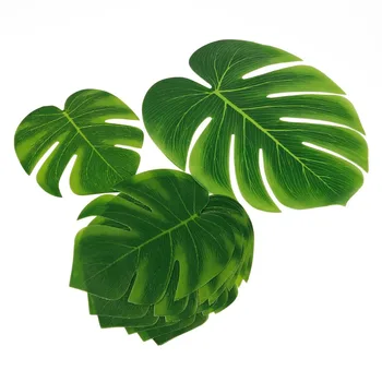 10-12 ADET Yeşil Orman Bitkileri Yapay Yaprak Tropikal palmiye Yaprakları Ada Tarzı Simülasyon Bitki Düğün Parti Masa Ev dekor