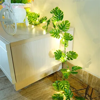 10/5m Yapay Asma Bitkiler Asılı Sarmaşık Yeşil Kaplumbağa Yaprakları LED Dize İşıklar Garland Sahte Çiçekler ev bahçe duvar dekorasyonu
