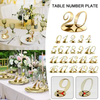 10 adet 1-10/11-20 Numarası Akrilik Masa Numaraları DIY Romantik Altın Masa İşareti Koltuk Kartı Düğün Doğum Günü Partisi Dekorasyon İçin
