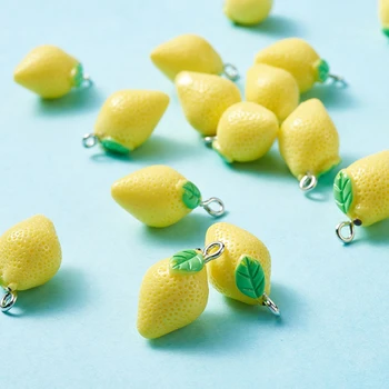 10 Adet 20*12mm Reçine Limon Boncuk Charms DIY Takı Yapımı İçin Küpe Kolye Kolye El Yapımı Takı Aksesuarları