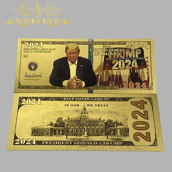 10 Adet/grup 2024 Amerika Trump Banknot Donald John Trump Banknot 24K Altın Kaplama Koleksiyonu İçin