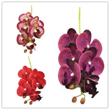 10 adet Yapay Lateks Kelebek orkide 6/7 kafaları / adet 30 renkler Gerçek Dokunmatik Phalaenopsis Orkide Çiçek Dekorasyon için