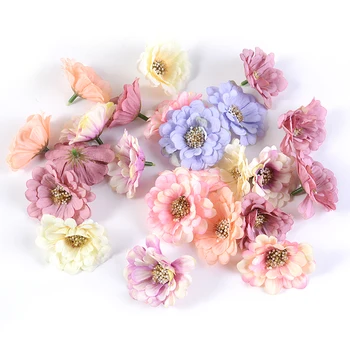 10 adet yapay çiçek İpek Papatya Renkli DIY Garland Düğün Parti Ev Dekor Hediye Kutusu Karalama Defteri Parti Malzemeleri Sahte Çiçek