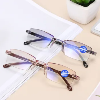+100-+400 Derece Unisex Ultra Hafif Çerçevesiz okuma gözlüğü Anti Blue-Ray Radyasyon Presbiyopi Bilgisayar Gözlükleri Göz Koruması
