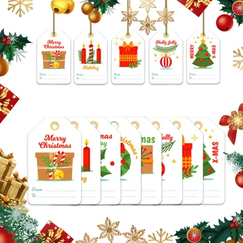 100 Adet Merry Christmas Etiketleri Kraft Kağıt Asılı Etiket Kartları noel hediyesi Ambalaj Malzemeleri Yeni Yıl Hediyeleri Dekorasyon Kartı