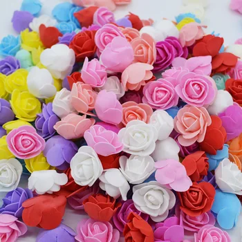 100 Adet / torba Mini PE Köpük Gül Çiçek Kafa Yapay Gül Çiçek El Yapımı DIY Düğün Ev Dekorasyon Şenlikli ve Parti Malzemeleri