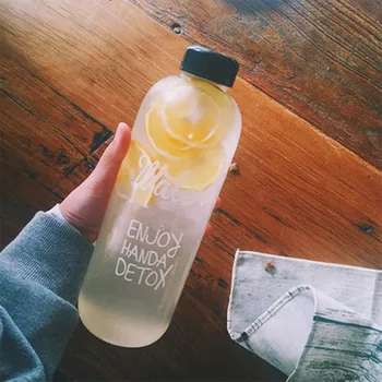 1000ml / 600ml Büyük Kapasiteli Spor Meyve Limon Suyu içme suyu şişesi Demlik Şeffaf Taşınabilir Plastik Su Şişesi