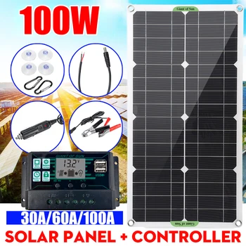 100W 18V USB GÜNEŞ PANELI Açık Taşınabilir güneş enerjisi şarj cihazı Paneli Tırmanma Hızlı Şarj Monokristal Açık Kamp Araçları