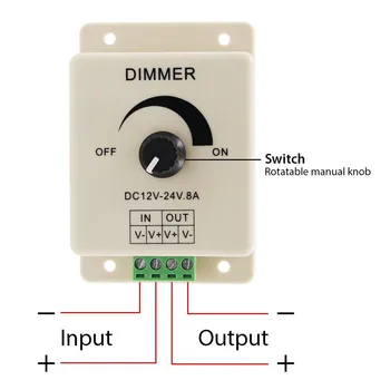 12V 24V LED Dimmer Anahtarı 8A Voltaj Regülatörü Ayarlanabilir Denetleyici LED Şerit İşık Lambası için