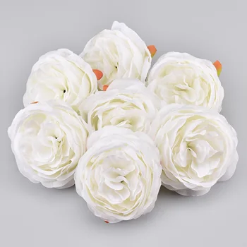 20 adet 10cm Beyaz Şakayık Yapay ipek çiçek Kafaları Düğün Ev partisi Dekorasyon İçin DIY Çelenk Zanaat Sahte Gül Çiçek Duvar