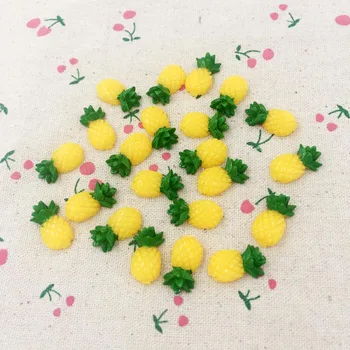 20 Adet Reçine Düz Geri Cabochon Kawaii Minyatür Sahte Meyve Ananas DIY Flatback Dekoratif El Sanatları Scrapbooking :11 * 21mm