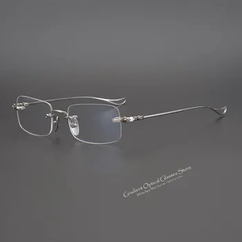 2020 retro gözlük titanyum ışık kare gözlük çerçevesi erkekler ve kadınlar miyopi optik okuma gözlüğü çerçeve çerçevesiz gözlük