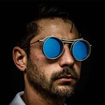 2021 Yeni Moda Yuvarlak Punk Güneş Gözlüğü Erkekler Vintage Steampunk Gözlük Gotik güneş gözlüğü Kadınlar Marka Tasarımcısı Metal Lens UV400