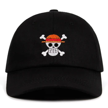 2021 Yeni Tek Parça Baba Şapka %100 % Pamuk Anime Beyzbol Kapaklar Yüksek kaliteli nakış Snapback Şapka korsan Unisex Dropshipping