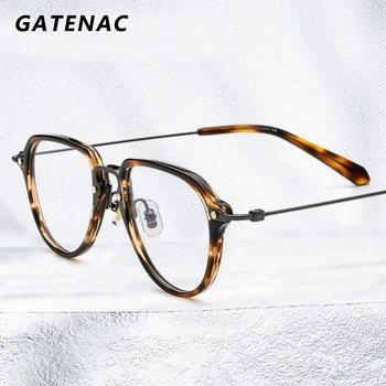 2021 Yeni Titanyum Gözlük Çerçeve Erkekler Retro Reçete Asetat Gözlük Kadınlar Vintage Lüks Marka Miyopi Optik Gözlük