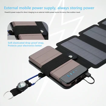 20W 5V Katlanabilir USB GÜNEŞ PANELI Taşınabilir Güneş Pili Açık Mobil Güç pil şarj cihazı Turizm Kamp Yürüyüş Aksesuarları