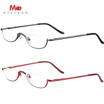 2pscMEESHOW okuma gözlüğü Kadın Yarım Jant Konfor yaylı menteşeler Erkekler için metal presbiyopi şık gözlük +1.75 +2.25 +3.5