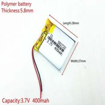 3.7 V, 400mAh, [582728] PLIB; polimer lityum iyon / li - ion pil için akıllı saat, GPS, mp3, mp4, cep telefonu,DVD, HOPARLÖR