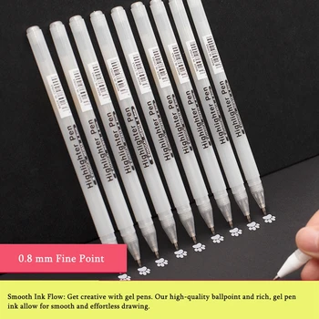 3 Adet / set0. 8mm Yaratıcı Beyaz Jel Kalem Vurgulamak resim kalemi Kalem Güzel Ucu Öğrenci Kırtasiye Çizim Yazma Okul Malzemeleri
