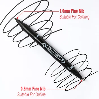 3 Adet Su Geçirmez Yağlı Kalıcı Çift Uçlu İnce Kalem Siyah Mavi Kırmızı 0.5 Ve 1.0 mm Uç resim kalemi Kalemler Öğrenci Okul Ofis Malzemeleri