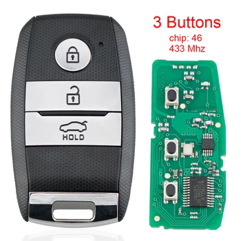 3 Düğmeler 433MHz FSK Anahtarsız Tam Akıllı Uzaktan Araba Anahtarı Fob ile ID46 PCF7952 Çip P / N 95440-3W600 95440-2T520 için Fit KİA K5
