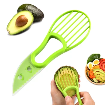 3 İn 1 Avokado Dilimleme Shea Tart Tereyağı Meyve Soyucu Kesici Hamuru Ayırıcı Çok fonksiyonlu Plastik Bıçak Mutfak Sebze Araçları