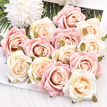 30pcs7cm Beyaz Gül Yapay ipek çiçek Kafaları Dekoratif Scrapbooking Ev Düğün Doğum Günü Dekorasyon İçin Sahte Gül Çiçek