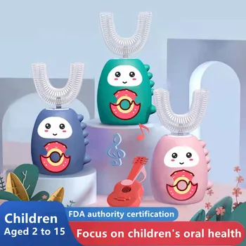 360 Degress U Sonic Elektrik Akıllı Diş Fırçası Çocuklar Otomatik Ultrasonik Diş Fırça Çocuk Mavi Işık Diş Fırça Silikon 