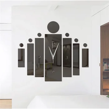 3D Yaratıcı Stereo Ayna Akrilik Duvar Saati Oturma Odası Yatak Odası Ev Sticker Kişilik Tasarım Dekorasyon Pointer İzle