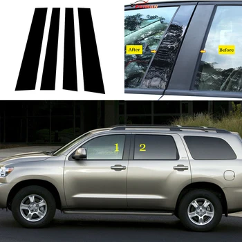4 ADET Cilalı Pillar Mesajları Araba Pencere ayar kapağı BC Sütun Sticker Krom Styling Fit Toyota Sequoia 2008 - 2020 İçin