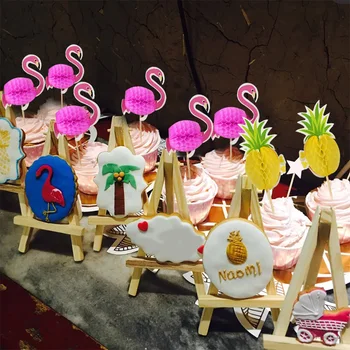 40 Adet Hawaii 3D Flamingo Kek Topper Kek Seçtikleri Dekorasyon Malzemeleri Cupcake Toppers Düğün Tropikal Yaz Parti Dekorasyon