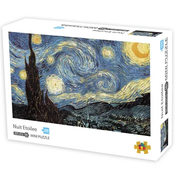 42x30cm 1000 Adet Mini Bulmacalar Yetişkinler İçin Van Gogh Yıldızlı Gece 20 Tasarım Kağıt Yapboz Oyunları Çocuk Oyuncak Beyin Fırtınası Toptan