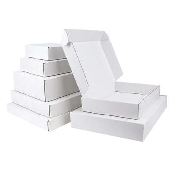 5 adet/ 10 adet / Beyaz hediye kutusu 3 katmanlı oluklu kutu Festivali hediye düğün karton destekler custo özelleştirilmiş boyut ve baskı logosu