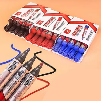 5 adet Büyük Kalıcı boya kalemi Kalem Yağlı Su Geçirmez Siyah Kalem Lastik Belirteçleri için Hızlı Kuruyan İmza Kalem Kırtasiye Malzemeleri
