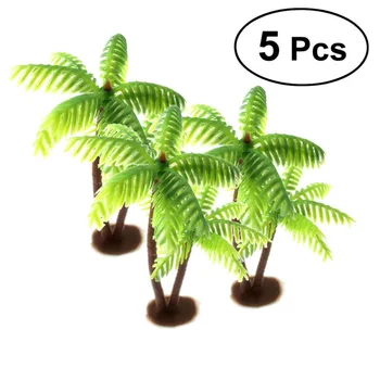 5 Adet / takım Palmiye Ağacı Kek Dekor Kek Topper Dekorasyon Hindistancevizi Ağacı Plastik AU Plastik Hindistan Cevizi Hurma Ağacı Minyatür saksılar