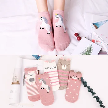 5 Pairs Yeni Sevimli Çorap Kadın Harajuku Hayvan Karikatür Güzel Pamuk Çorap Meias Kawaii Fırfırlı Çorap Seti Bayanlar Kadın Size34-40