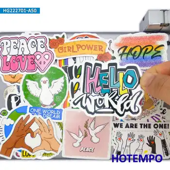 50 ADET Dünyayı Kurtarmak Aşk ve Barış Komik Sloganı Su Geçirmez Etiket Çocuk Telefonu Laptop için Kaykay Bisiklet Motosiklet Araba Çıkartmaları Oyuncak