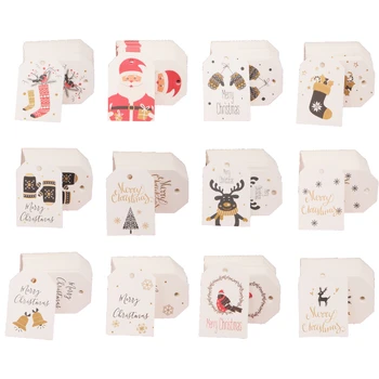 50 ADET Noel Baba Kağıt Kartları Merry Christmas Serisi Kağıt askılı etiketler DIY Kraft Noel Partisi Etiketleri Hediye Ambalaj Malzemeleri